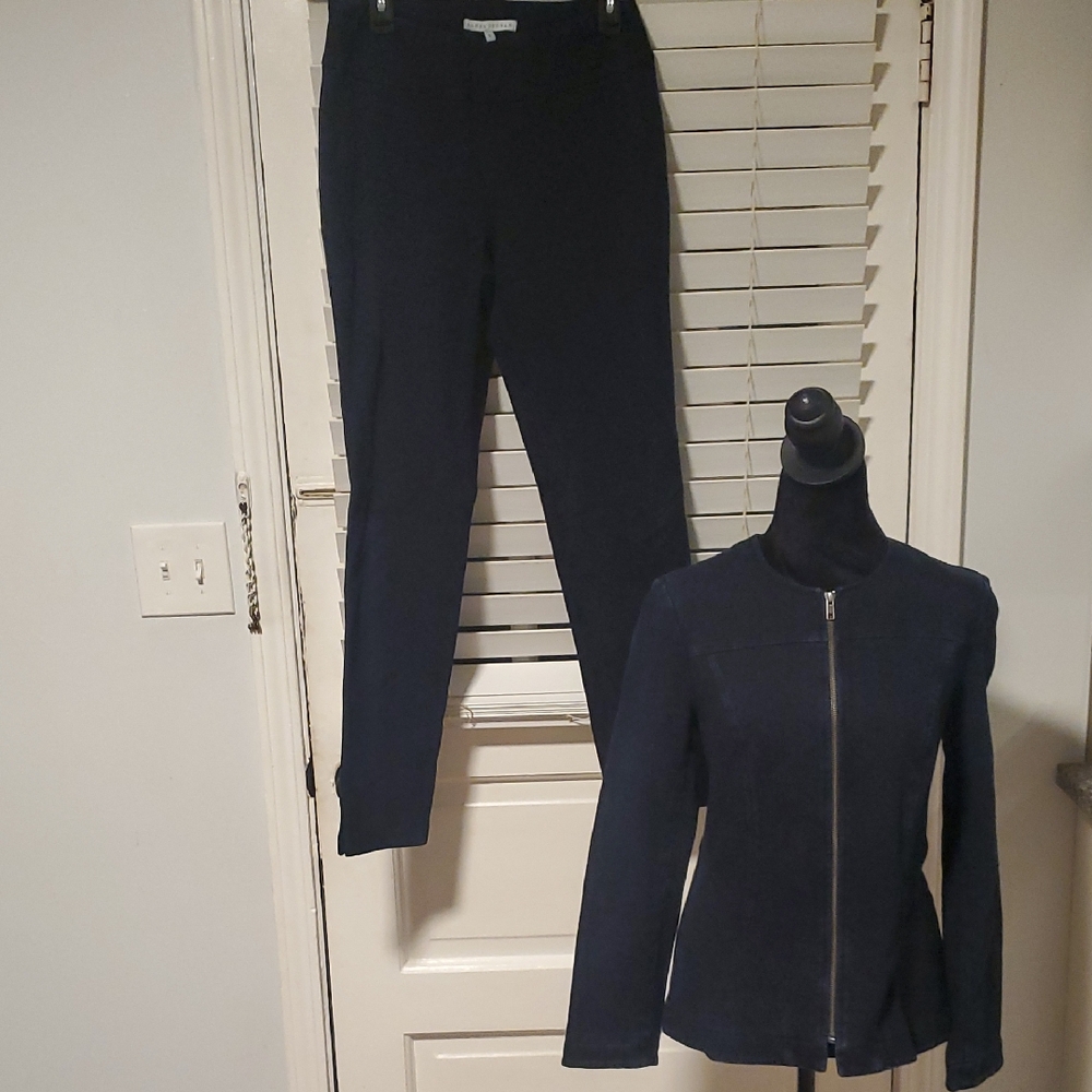 Donna Degnan Sophisticated Dark Denim Women's Pantsuit Set